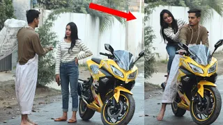 Gold Digger Prank Cute Girls With Super Bike-Rich Beggar Prank in Pakistan