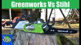 Greenworks 40V Cordless Chainsaw Worth Buying? Complete Review & Cut Comparison w/ Stihl MS211 Gas