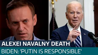 'Putin is responsible' says President Biden after Alexei Navalny reported dead | ITV News