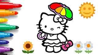 Coloring Hello Kitty with Umbrella | Drawing, Painting and Coloring #hellokitty #drawing #kids