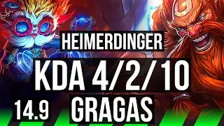HEIMERDINGER vs GRAGAS (JGL) | 4/2/10, Rank 14 Heimer | EUW Grandmaster | 14.9