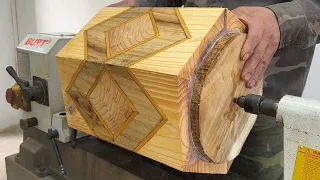 Amazing Woodturning Crazy - Creative Carpenter With Mad Skill At Logging And Working Wood On A Lathe