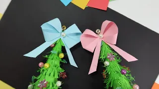 How to Make a Paper Ribbon | Paper Bow Ribbons Making | Christmas Decorations Ideas