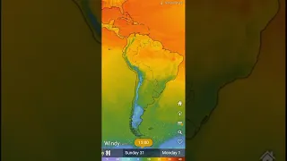 Temperature Forecast of South America for the next Three days from  30th July - Windy.com