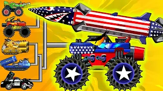 SON OF AMERICA : Ameria Monster Truck Missile VS Green Monster Truck | Arena Tank Cartoon