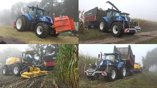 Mais hakselen en inkuilen in dichte mist door loonbedrijf Bouwhuis (2021)