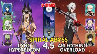 Spiral Abyss│Cyno Hyperbloom & Arlecchino Overload | Floor 12 - 9 Stars | Genshin Impact