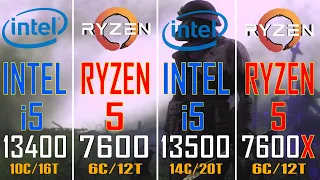 RYZEN 5 7600 vs INTEL i5 13400 vs RYZEN 5 7600X vs INTEL i5 13500 || PC GAMES TEST ||