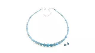 Jay King Aquamarine Bead Necklace and Stud Earrings