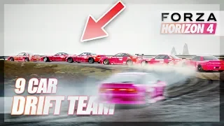 Forza Horizon 4 - We Attempt a 9 CAR Drift Team Tandem!