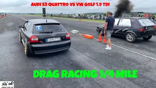 Audi S3 Quattro vs VW Golf 1.9 TDI drag racing 1/4 mile 🚦🚗 - 4K UHD