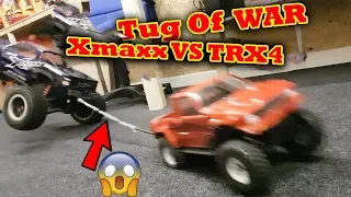 TUG of WAR all my RC Cars FAIL + CRASH ! Traxxas TRX-4 X-Maxx Rustler