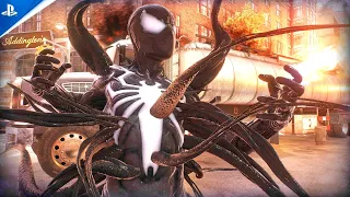 Marvel Spider-Man 2 Peter Black Symbiote Free Roam Aggressive Combat Gameplay & Skills Showcase