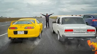 Hillbilly on VAZ 2107 400 hp vs. TOYOTA SUPRA 380 HP