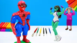 Nick Spiderman VS Tani Hulk with clay 💀 Scary Teacher 3D Superheroes 💀 Polymer Clay Tutorial