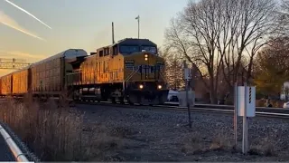 Eastbound Union Pacific autorack train passes the Rochelle Railroad Park - Rochelle, IL!!