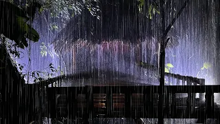 Fall into Sleep in 3 Minutes with Heavy Rain & Pure Thunder Covering Foggy Forest Farmhouse at Night