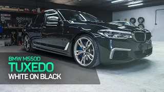 Tuxedo Black and White BMW M550d G30 full detail