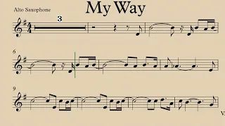 My Way Alto Saxophone Play Along Sheet Music Partitura