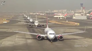 8 airplanes take off at almost the same time | MUMBAI INTERNATIONAL AIRPORT | PLANE ZONE 34