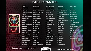 TODOS LOS PARTICIPANTES DEL TORNEO MADCUP EN FORTNITE DE RUBIUS (50.000$ EN PREMIOS)