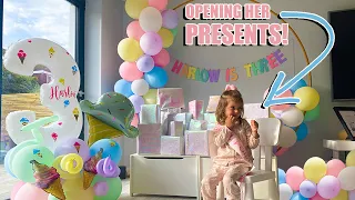 HARLOW'S SPECIAL BIRTHDAY MORNING OPENING HER PRESENTS!! CELEBRATING HER 3RD BIRHTDAY *PART 1*