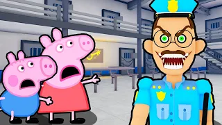 Peppa Pig and George Pig VS ESCAPE TEAM PRISON RUN IN ROBLOX