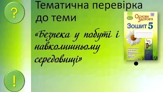 Тематична перевірка до теми "Безпека у побуті і навколишньому середовищі". Основи здоров'я. 5 клас.