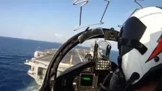 Carrier Approach T-45C Goshawk Cross Wake, Arrest