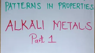 Alkali Metals Part 1