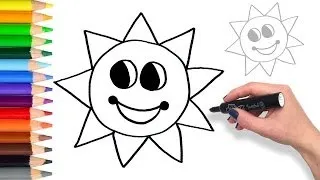 Learn to draw Mr. Sun | Teach Drawing for Kids and Toddlers Coloring , painting,