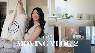 PDX MOVING VLOG 2: First Day in my Dream Apartment !! new furniture & unpacking | Marisa Kay