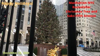 New York City Manhattan Rockefeller Tree and Saks 5th Avenue December 25, 2020