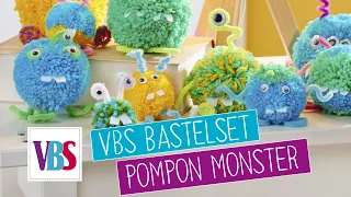 Bastelidee für Kinder – Pompon Monster basteln