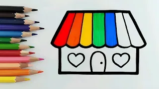 How to draw a colorful house/ Easy drawing and coloring / Easy house design for children