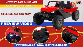 KIDSVIP 2 Seats 4WD Dune Buggy 24V Ride on w/ Rubber Wheels, Leather Seat and RC