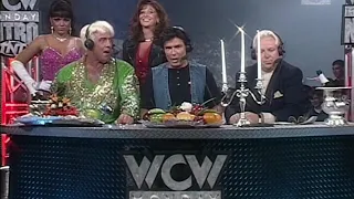 Ric Flair joins his old manager Bobby the Brain Heenan & Eric Bischoff at Commentary (WCW)