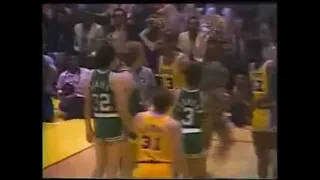 Kareem Abdul Jabbar vs Larry Bird NBA fight 1984 NBA finals game 4