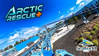 Arctic Rescue Roller Coaster On Ride Front Seat 4K POV SeaWorld San Diego 2024 02 03