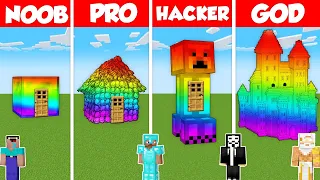 RAINBOW SPECTRITE HOUSE BUILD CHALLENGE - Minecraft Battle: NOOB vs PRO vs HACKER vs GOD / Animation