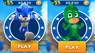 Sonic Dash vs Real Life Subway Run - Movie Sonic vs All Bosses Zazz Eggman All Characters Unlocked
