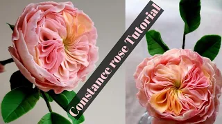 how to make Constance Rose from sugar paste.Watch step by step tutorial of edible rose, david austin