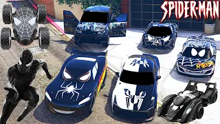 GTA 5 -Stealing Black SPIDER-MAN Cars with Franklin ! (Real life cars#101)