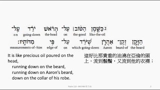 Psalm 133: Hebrew interlinear audio Bible 希伯來文聖經:詩篇第一百三十三篇