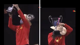 Fan Zhendong funny incident on WTTC 2021 Award Ceremony in Houston