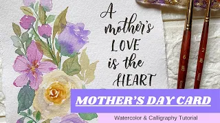 Easy Floral Wreath Watercolor Card Design for Mother's Day