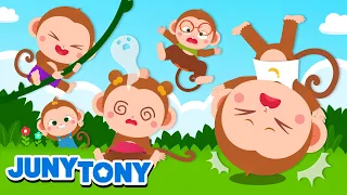 Lima Monyet Kecil 🐵 | Five Little Monkeys | Lagu Anak Anak | JunyTony Bahasa Indonesia