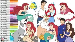 Disney Princess Coloring Book Compilation The Little Mermaid Ariel Eric King Triton Flounder Vanessa