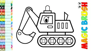 Draw and paint colorful Excavator step by step  | Easy art tips