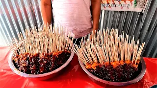 Filipino Street Food | BBQ , Pig and Chicken intestines , Chicken head, feet and gizzard